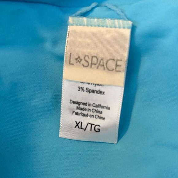 L* Space Bright Turquoise Ribbed V Cut Bikini Bottom Size XL - Picture 3 of 7